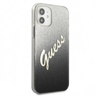 Originalus dėklas Guess GUHCP12SPCUGLSBK iPhone 12 mini 5.4  Juodas Glitter Gradient Script 3