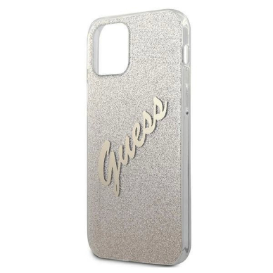 Originalus dėklas Guess GUHCP12SPCUGLSGO iPhone 12 mini 5.4  gold/gold hardcase Glitter Gradient Script 5