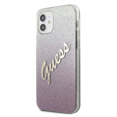 Originalus dėklas Guess GUHCP12SPCUGLSPI iPhone 12 mini 5.4  rožinis/rožinis hardcase Glitter Gradient Script 1