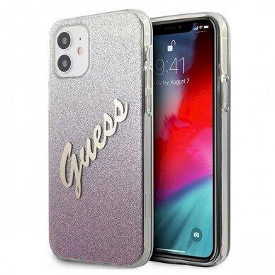 Originalus dėklas Guess GUHCP12SPCUGLSPI iPhone 12 mini 5.4  rožinis/rožinis hardcase Glitter Gradient Script