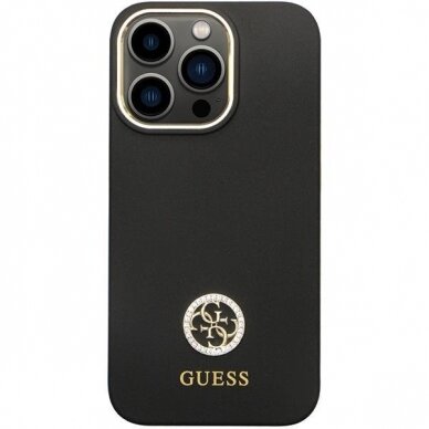 Originalus dėklas Guess GUHCP13LM4DGPK case skirta iPhone 13 Pro / 13 - Juodas Silicone Logo Strass 4G 2