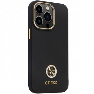 Originalus dėklas Guess GUHCP13LM4DGPK case skirta iPhone 13 Pro / 13 - Juodas Silicone Logo Strass 4G 3