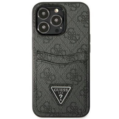 Originalus dėklas Guess GUHCP13LP4TPK iPhone 13 Pro / 13 6.1  Juodas hardcase 4G Triangle Logo Cardslot 2