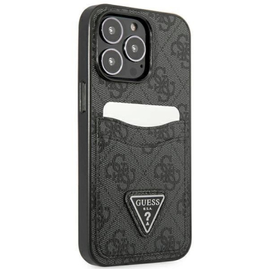 Originalus dėklas Guess GUHCP13LP4TPK iPhone 13 Pro / 13 6.1  Juodas hardcase 4G Triangle Logo Cardslot 3