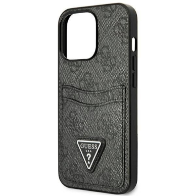 Originalus dėklas Guess GUHCP13LP4TPK iPhone 13 Pro / 13 6.1  Juodas hardcase 4G Triangle Logo Cardslot 5