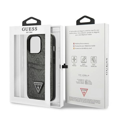 Originalus dėklas Guess GUHCP13LP4TPK iPhone 13 Pro / 13 6.1  Juodas hardcase 4G Triangle Logo Cardslot 7