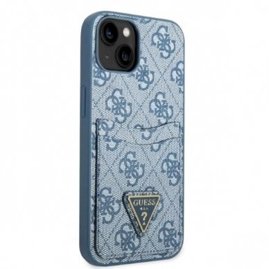 Originalus dėklas Guess GUHCP13SP4TPB iPhone 13 mini 5.4  Mėlynas/Mėlynas hardcase 4G Triangle Logo Cardslot 3