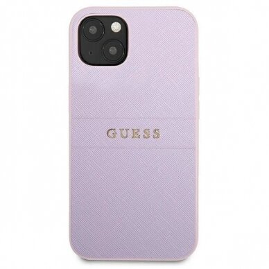 Originalus dėklas Guess GUHCP13SPSASBPU iPhone 13 mini 5,4 Violetinis Saffiano Hot Stamp &amp  Metal Logo 2