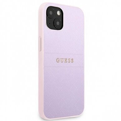 Originalus dėklas Guess GUHCP13SPSASBPU iPhone 13 mini 5,4 Violetinis Saffiano Hot Stamp &amp  Metal Logo 3