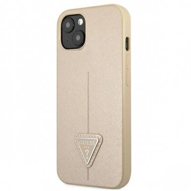 Originalus dėklas Guess GUHCP13SPSATLE iPhone 13 mini 5,4 Kreminis hardcase SaffianoTriangle Logo 1