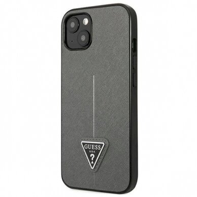 Originalus dėklas Guess GUHCP13SPSATLG iPhone 13 mini 5,4 silver / silver hardcase SaffianoTriangle Logo 1