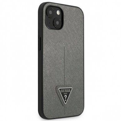 Originalus dėklas Guess GUHCP13SPSATLG iPhone 13 mini 5,4 silver / silver hardcase SaffianoTriangle Logo 3