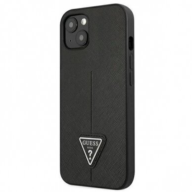 Originalus dėklas Guess GUHCP13SPSATLK iPhone 13 mini 5,4 Juodas hardcase SaffianoTriangle Logo 1