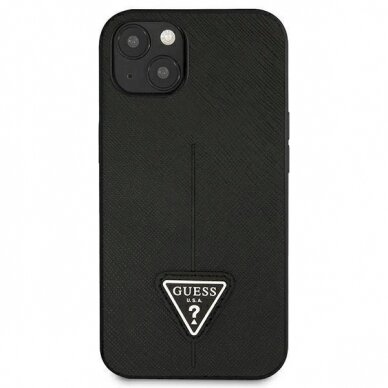 Originalus dėklas Guess GUHCP13SPSATLK iPhone 13 mini 5,4 Juodas hardcase SaffianoTriangle Logo 2