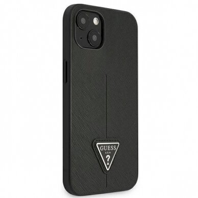 Originalus dėklas Guess GUHCP13SPSATLK iPhone 13 mini 5,4 Juodas hardcase SaffianoTriangle Logo 3