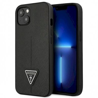 Originalus dėklas Guess GUHCP13SPSATLK iPhone 13 mini 5,4 Juodas hardcase SaffianoTriangle Logo