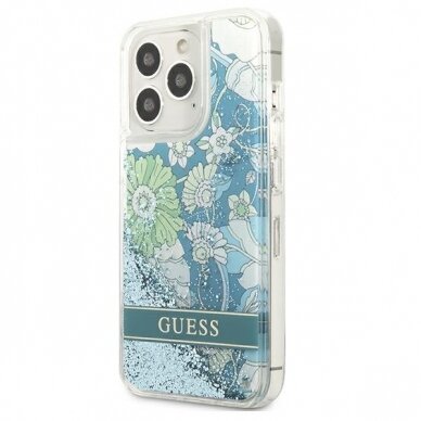 Originalus dėklas Guess GUHCP13XLFLSN iPhone 13 Pro Max Flower Liquid Glitter  1