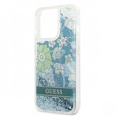 Originalus dėklas Guess GUHCP13XLFLSN iPhone 13 Pro Max Flower Liquid Glitter  10