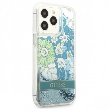 Originalus dėklas Guess GUHCP13XLFLSN iPhone 13 Pro Max Flower Liquid Glitter  7