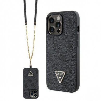 Originalus dėklas Guess GUHCP13XP4TDSCPK case skirta iPhone 13 Pro Max 6.7  - Juodas Crossbody 4G Metal Logo