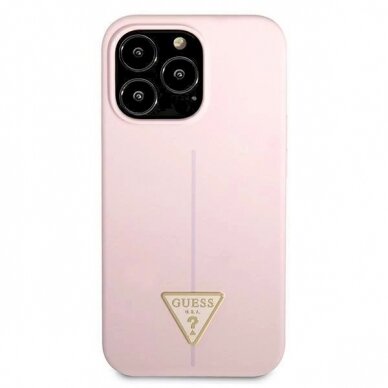 Originalus dėklas Guess GUHCP13XSLTGU iPhone 13 Pro Max 6.7  rožinis hardcase Silicone Triangle 2