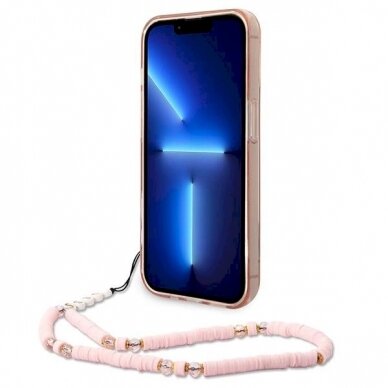 Originalus dėklas Guess GUHCP14LHGCOHP iPhone 14 Pro 6.1  rožinis/rožinis hardcase Translucent Pearl Strap 3