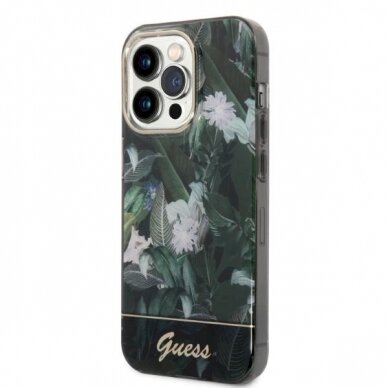 Originalus dėklas Guess GUHCP14LHGJGHA iPhone 14 Pro 6.1  žalias/žalias hardcase Jungle Collection 2