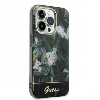 Originalus dėklas Guess GUHCP14LHGJGHA iPhone 14 Pro 6.1  žalias/žalias hardcase Jungle Collection 6