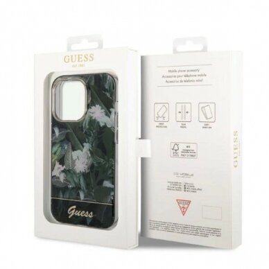 Originalus dėklas Guess GUHCP14LHGJGHA iPhone 14 Pro 6.1  žalias/žalias hardcase Jungle Collection 7