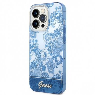 Originalus dėklas Guess GUHCP14LHGPLHB iPhone 14 Pro 6.1  Mėlynas/Mėlynas hardcase Porcelain Collection 1