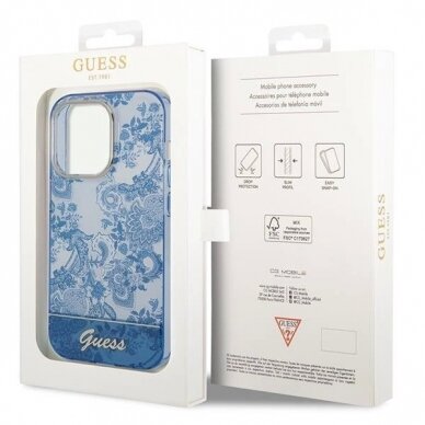 Originalus dėklas Guess GUHCP14LHGPLHB iPhone 14 Pro 6.1  Mėlynas/Mėlynas hardcase Porcelain Collection 7