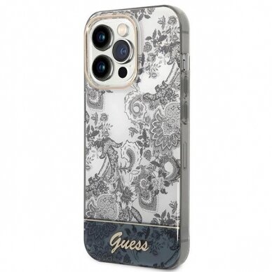 Originalus dėklas Guess GUHCP14LHGPLHG iPhone 14 Pro 6.1  Pilkas hardcase Porcelain Collection 1