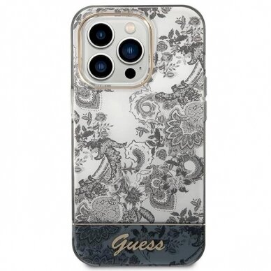 Originalus dėklas Guess GUHCP14LHGPLHG iPhone 14 Pro 6.1  Pilkas hardcase Porcelain Collection 2