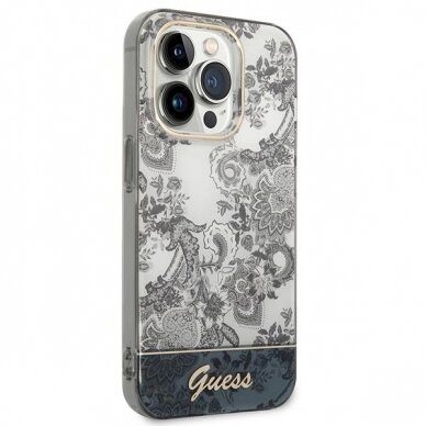 Originalus dėklas Guess GUHCP14LHGPLHG iPhone 14 Pro 6.1  Pilkas hardcase Porcelain Collection 3