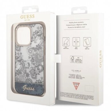 Originalus dėklas Guess GUHCP14LHGPLHG iPhone 14 Pro 6.1  Pilkas hardcase Porcelain Collection 7