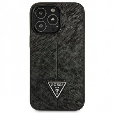 Originalus dėklas Guess GUHCP14LPSATLK iPhone 14 Pro 6.1  Juodas hardcase SaffianoTriangle Logo 1