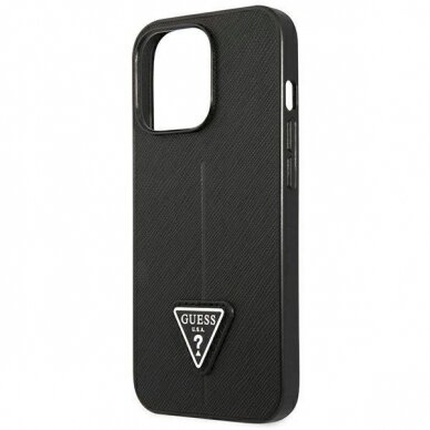 Originalus dėklas Guess GUHCP14LPSATLK iPhone 14 Pro 6.1  Juodas hardcase SaffianoTriangle Logo 4