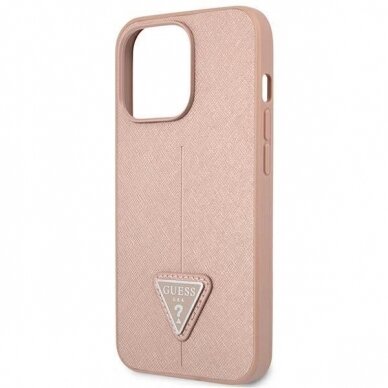 Originalus dėklas Guess GUHCP14LPSATLP iPhone 14 Pro 6.1 rožinis / rožinis hardcase SaffianoTriangle Logo 5