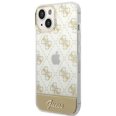 Originalus dėklas Guess GUHCP14MHG4MHG iPhone 14 Plus 6.7 gold / gold hardcase 4G Pattern Script 1