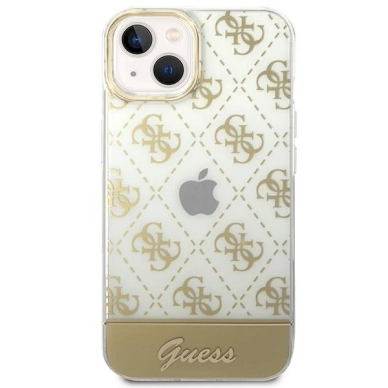 Originalus dėklas Guess GUHCP14MHG4MHG iPhone 14 Plus 6.7 gold / gold hardcase 4G Pattern Script 2