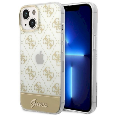 Originalus dėklas Guess GUHCP14MHG4MHG iPhone 14 Plus 6.7 gold / gold hardcase 4G Pattern Script