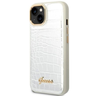 Originalus dėklas Guess GUHCP14MHGCRHS iPhone 14 Plus 6.7 sidabrinis hardcase Croco Collection 1