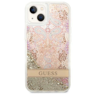 Originalus dėklas Guess GUHCP14MLFLSD iPhone 14 Plus 6.7  Auksinis hardcase Paisley Liquid Glitter 2