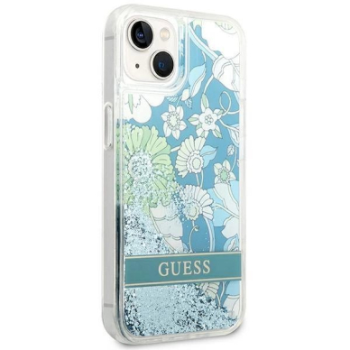 Originalus dėklas Guess GUHCP14MLFLSN iPhone 14 Plus 6.7 žalias / žalias hardcase Flower Liquid Glitter 3