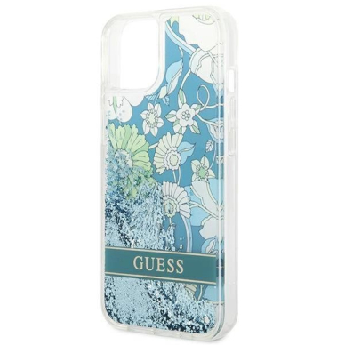 Originalus dėklas Guess GUHCP14MLFLSN iPhone 14 Plus 6.7 žalias / žalias hardcase Flower Liquid Glitter 5