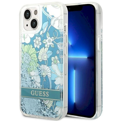 Originalus dėklas Guess GUHCP14MLFLSN iPhone 14 Plus 6.7 žalias / žalias hardcase Flower Liquid Glitter