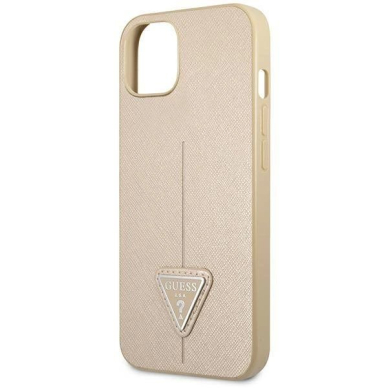 Originalus dėklas Guess GUHCP14MPSATLE iPhone 14 Plus 6.7  Kreminis hardcase SaffianoTriangle Logo 5