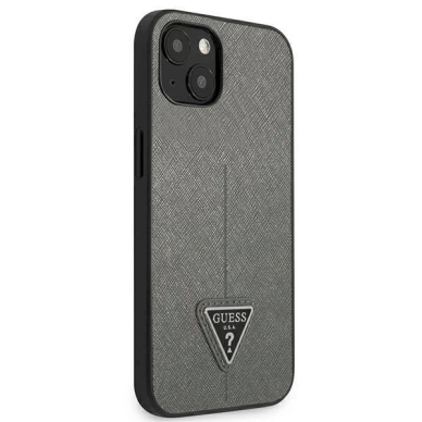 Originalus dėklas Guess GUHCP14MPSATLG iPhone 14 Plus 6.7 Sidabrinis hardcase SaffianoTriangle Logo 3