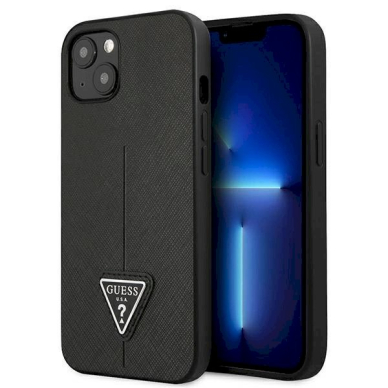 Originalus dėklas Guess GUHCP14MPSATLK iPhone 14 Plus 6,7 Juodas hardcase SaffianoTriangle Logo