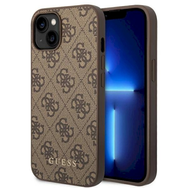 Originalus dėklas Guess GUHCP14SG4GFBR iPhone 14 6.1 "Rudas / Rudas hard case 4G Metal Gold Logo